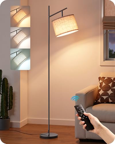 Image of EDISHINE 64.7IN Floor Lamp for Living Room with Remote, Black Standing Lamp