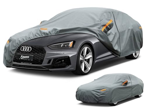 Image of Kayme Heavy Duty Car Cover Custom Fit Audi A5 S5 RS5, Waterproof All Weather for Automobiles, Full Exterior Covers Rain Sun UV Protection.