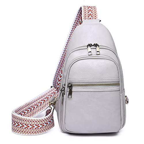 Image of Sling Bag for Women PU Leather Sling Bag Small Crossbody Sling Backpack Multipurpose Chest Bag for Women Cycling