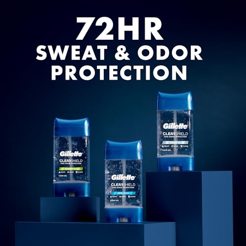 Image of Gillette Antiperspirant and Deodorant for Men, 72hr Sweat & Odor Protection, Long Lasting Freshness, Anti-White Mark Technology, Clear Gel, Cool Wave Scent, 0.5 oz