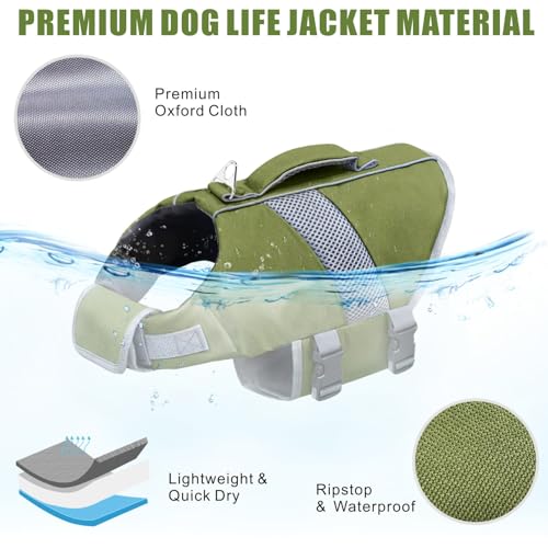 Mosucoirl Dog Life Jacket High Flotation,Shark Dog Lifesavers Floats Coat High Visibility Reflective Pet Safety Vest Swimsuits Small Medium Large Dog Life Vest for Swimming Boating Surfing Kayaking