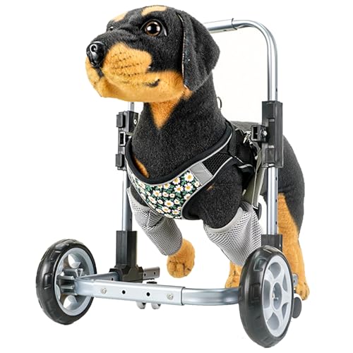 前脚用犬用車椅子、4輪軽量犬用車椅子(散歩用)、調整可能ペットカート&ペット用、後脚用犬用(負傷・関節炎・高齢・障害対応) L:Max33cm