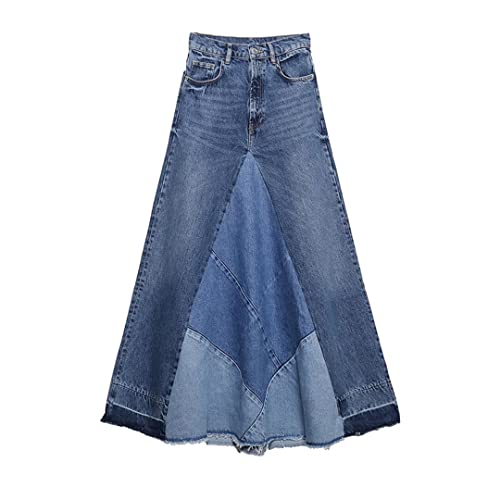 Jupe en jean patchwork asymétrique et irrégulière au look streetwear unique