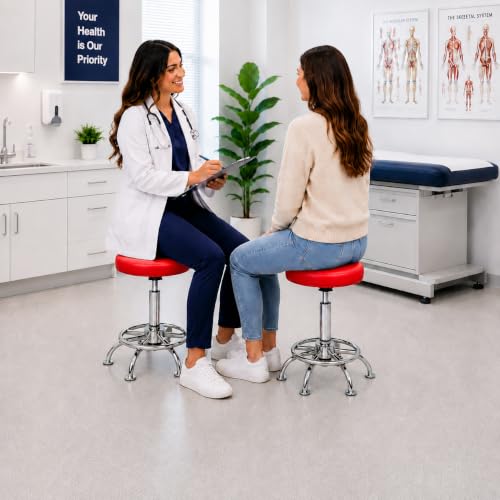 Image of NGFC Doctor Stool with Adjustable Height || Sitting Stools for Home /Doctor /Medical /Salon /Warehouse /Garage (Red, Pack of 4)