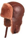 Zavelio Men's Shearling Sheepskin Pilot Hat