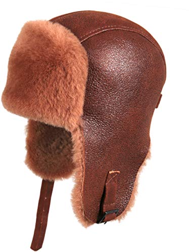 Zavelio Men's Shearling Sheepskin Pilot Hat