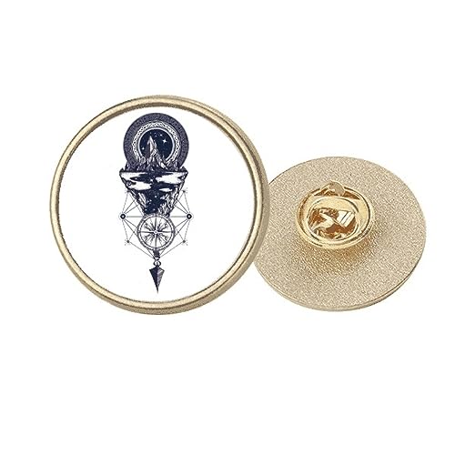Iceberg Compass Stars Art Pattern Round Metal Golden Pin Clip, Medium, não aplicar
