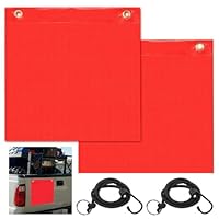 SKJJM 2 Stück Rote Warnflagge, Warnfahne für Überhängende Lasten Wasserdicht, 30x30cm, Warnflaggen mit Gummiseil Kupferschnallen Flagge für Auto Wohnwagen Anhänger Fahrradträger