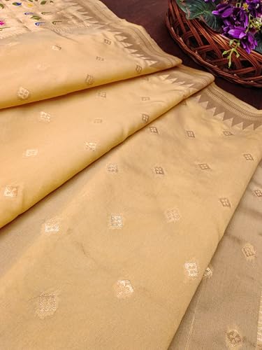 Image of DEVANGI Women's Woven Paithani Banarasi Silk Dupatta /Chunni For Women, Floral Print 1 Meter Wide and 2.3 Meter Length Printed Designer Dupatta /Chunni For Girls
