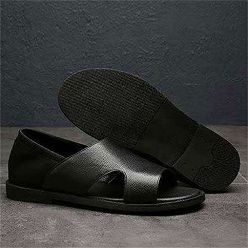 Men Leather Sandals Black Male Shoes Comfortable Gladiator Men Sandals(44)4