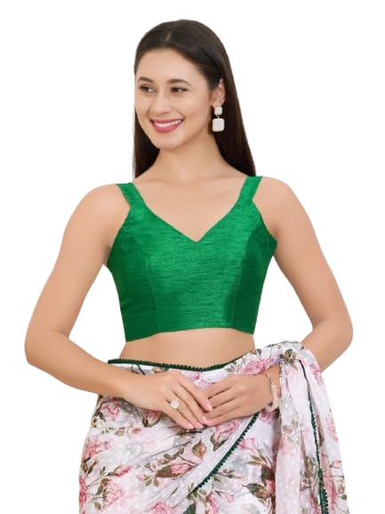 Women’s Shimmer Sleeveless Saree Blouse | Sweetheart Neck Padded Crop Top Blouse Designer Blouse for Lehenga & Saree | Available in Gold, Copper, Silver & Black-image-11
