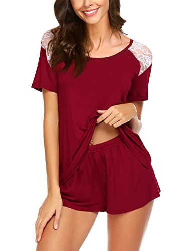 Avidlove Women's Pajama Set Sleepwear Ladies 2-piece Modal Nightwear Short Sets Wine Red L
