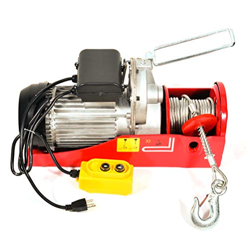 Electric for M-ini Hoist, TUPARTS 2000LBS Overhead Winch Crane Powered Wire Hoist w/Remote Control for Garage Auto Shop (1600W)