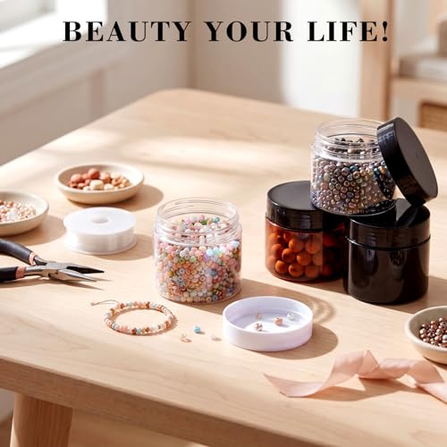 Image of Patelai 4 Pcs Plastic Jars Wide Mouth with Lids,4 Ounce,Classic Mix Color