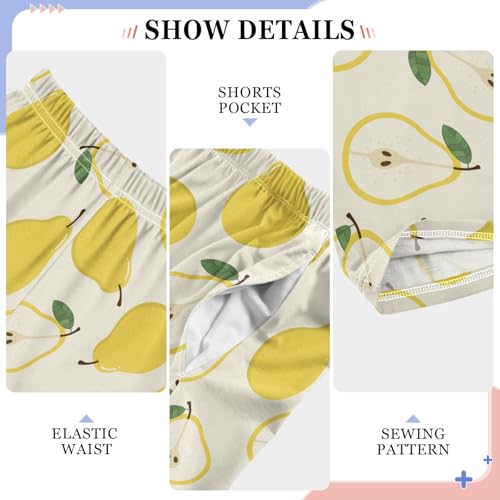 ZZXXB Pear Print Boys Long Pants Soft Trousers Elastic Waist Kids Lounge Bottoms with Pockets S-XL4