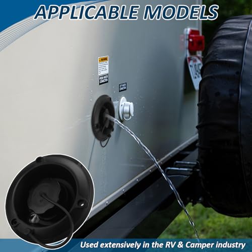 Image of RV Round Fresh Water Gravity Fill Hatch Inlet for RV Water Inlet Replacement, RV Water Fill Hatch, Camper Water Inlet Hatch, Trailer Water Fill Hatch Inlet - Black