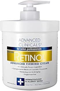 Advanced Clinicals Retinol Body Lotion Moisturizer Face Lotion & Body Cream | Crepey Skin Care Treatment | Retinol Cream Targets Look Of Crepe Skin, Wrinkles, Sagging Skin, & Sun Damaged Skin, 16 Oz