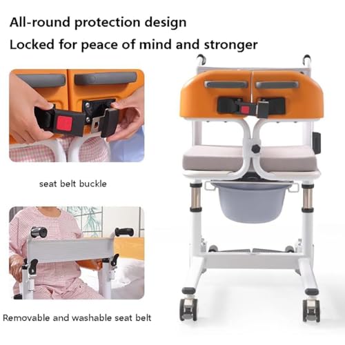 toilettoiletstoel, tillift voor het tillen van ouderen, handmatig tillen van patiëntenlift, hydraulisch aangedreven patiëntenlift voor thuis, 180 ° gedeelde stoel transferstoel A - Afbeelding 5