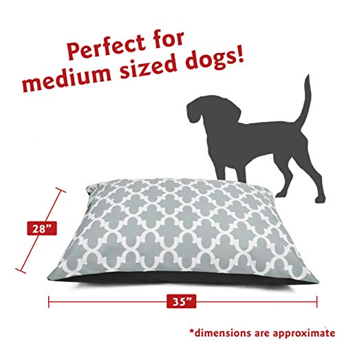 Image of Majestic Pet Rectangle Medium Dog Bed Washable - Non Slip Comfy Pet Bed - Dog Crate Bed Super Value Pillow Dog Bed - Dog Kennel Bed for Sleeping - Dog Bed Medium Breed 35 x 28 Inch - Trellis Gray