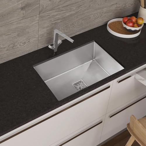 Image of CROCODILE Genuine 304 Grade Stainless Steel Kitchen Sink /Heavy-Duty Sink for Kitchen with 25 Years Warranty, Single bowl Sink Square Coupling, Hose Pipes (Matt-24 x 18 x 10 Inches)
