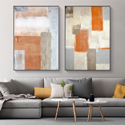 Affiches toile peinture orange abstrait décoration murale moderne salon et chambre 30x40cm