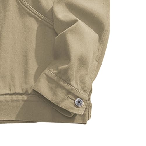 Chaqueta vaquera holgada hombre con cuello redondo cómodo 4