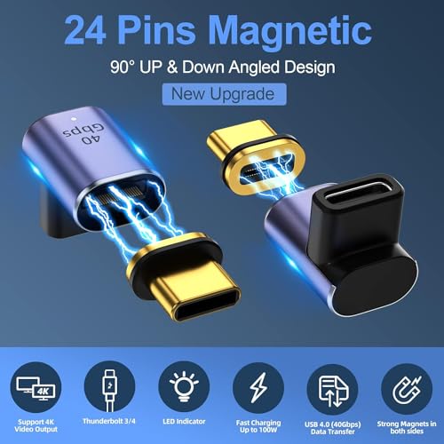 Image of Tobo USB C Magnetic Adapter USB4 40Gbps 8K 60Hz Video for Thunderbolt 4 MacBook Pro /Air, Steam Deck, Switch, VR and More Type C Devices(TD-1104TC, Pack-of-1)