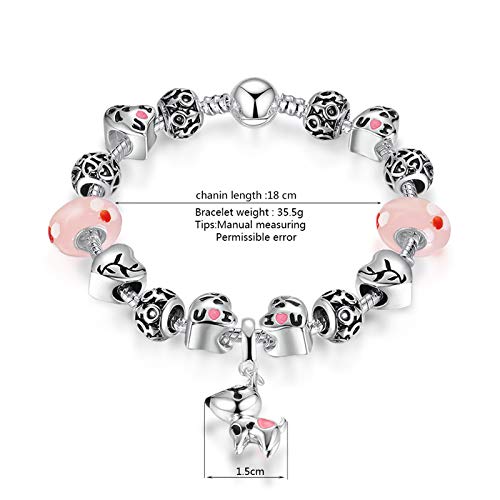 Muerdou Dog Charms Bracelet For Girls And Women Murano Glass Beads Shell Flower Charms Snake Chain Bangle Bracelets #TOP6