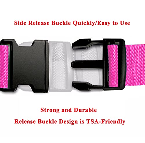 2 Pack Suitcase Belts, Adjustable Luggage Straps, Bright Colors Travel Packing Straps With Quick Release Buckle (Pink) #TOP4