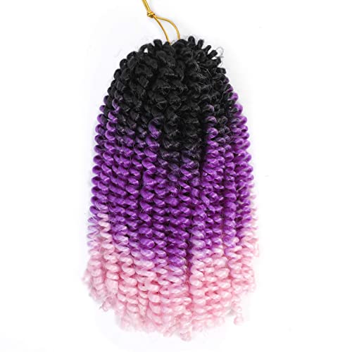 Yisimei Spring Twist Hair Ombre Color 3PCS/Lot Spring Twist Crochet Hair 18 Colors Avaliable Hight Temperature Fiber Hair Extensions (8“ 3PCS/Lot, C4)