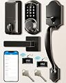 Veise VE06-H Smart Front Door Lock Set, App Control, Keyless Entry Deadbolt with Lever Handle, Electronic Digital Touchscreen Keypad, Auto Lock, Easy Install, Matte Black