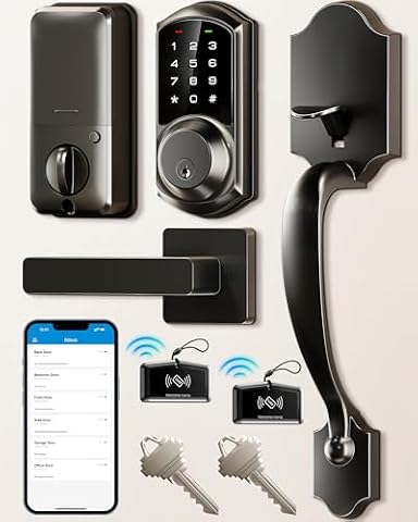 Veise VE06-H Smart Front Door Lock Handle Set, App Control, Matte Black — $109.98 (39% off)
