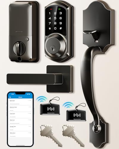 VEISE AMZ Veise VE06-H Smart Front Door Lock Handle Set, App Control, Matte Black