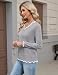Kistore Pullover Damen Herbst V-Ausschnitt Lange Ärmel Damen Pulli Grau XL