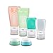 Leak Proof Travel Bottles Set - 4 Refillable TSA Approved Silicone Travel Containers For Liquids with Silicone Cream Jar - BPA Free For Shampoo, Conditioner, Soap, Lotion, Sunblock, Toiletries
