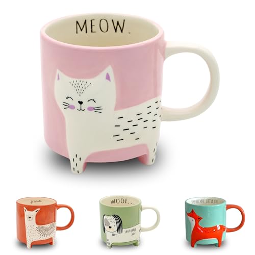 Winkee Tasse à Café Chat Mignon – Mug XXL 450 ml en Céramique – Mug Café et Tasse à Thé pour Maman (Edition été)