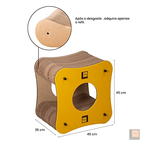 Gatomoderno Arranhador para Gatos Duplo de Papelão Kraft, Acabamento de Acrílico, Cama para Gatos, B