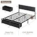 Furnulem Queen Bed Frame with Adjustable Headboard, Upholstered Bed with 2 Storage Drawers, Built-in USB Charging Station & LED Lights, Platform Bedframe with Metal Slats, No Spring Box Needed, Grey