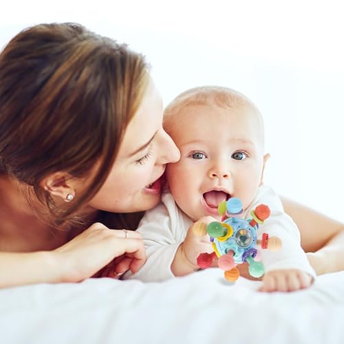 Image of Baby Teething For 0-6, 6-12 Months, BPA Free Baby Teether Sensory Toys for Babies 0 3 6 9 12 18 Months, Newborn Infant Toys Safe Teether for Infants Round Shape Gifts for 1 One Year Old Baby Boys Girls (Baby Teethner)