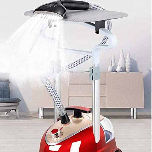 Clothes 2000W Vertical Garment Steamer Double Pole Quick Steam Household Small Hand-Held Steam Iron with Built-In Ironing Board and 1.8 L Water Tank (Red)