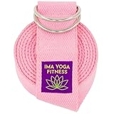 Ima Yoga Fitness - Adaptive Yoga Strap, Yoga Stretching Strap, Extra-Wide 2 Inches, 100% Naturally Soft Cotton, Steel D-Rings, Includes 100% Natural Cotton Storage Pouch (Pink, 8 feet)