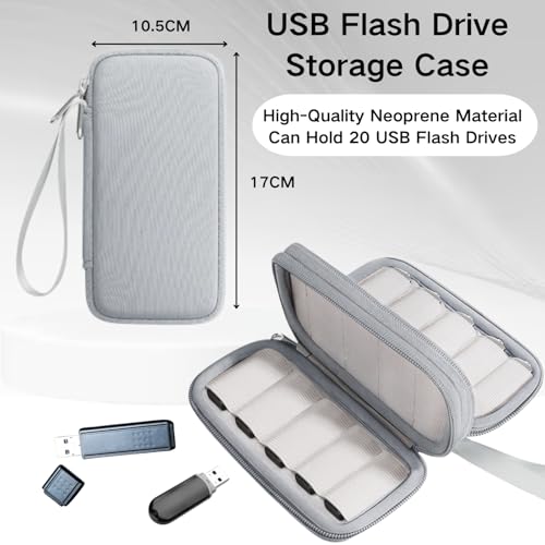 Image of Grey Pen Drive Box, 20 Slots USB Flash Drive Organizer for Travel Business Commute Storage, Pen Drive Case for Tech Professionals and Students, Pendrive Pouch