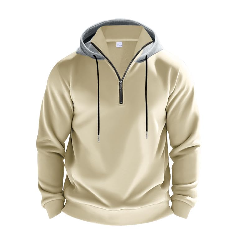 Quarter Zip Pullover Men Hoodies Fleece Casual Sweatshirts Hooded Long Sleeve Stand Collar Loose Sweatshirt Stylish2