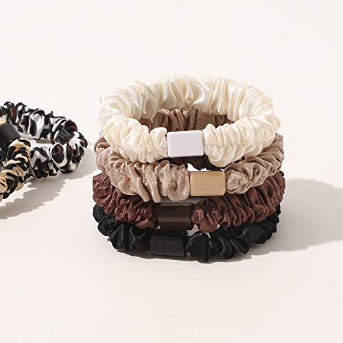 Image of Silk Hair Ties Satin Scrunchies - Small Mini Scrunchy for Women Thick Hair Accessories Cute Soft No Slip Hair Elastics Ponytail Holder for Curly Hair No Damage Hairties Gift for Girls