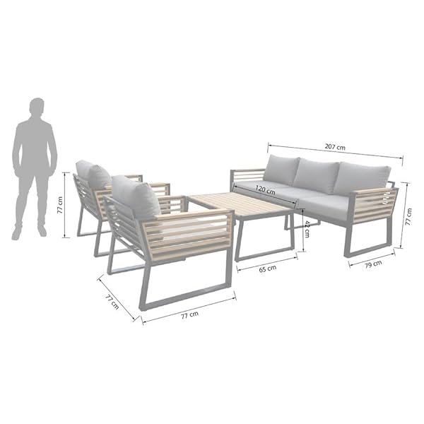 OUTLIV. New York City Loungeset Akazie & Alu Grau