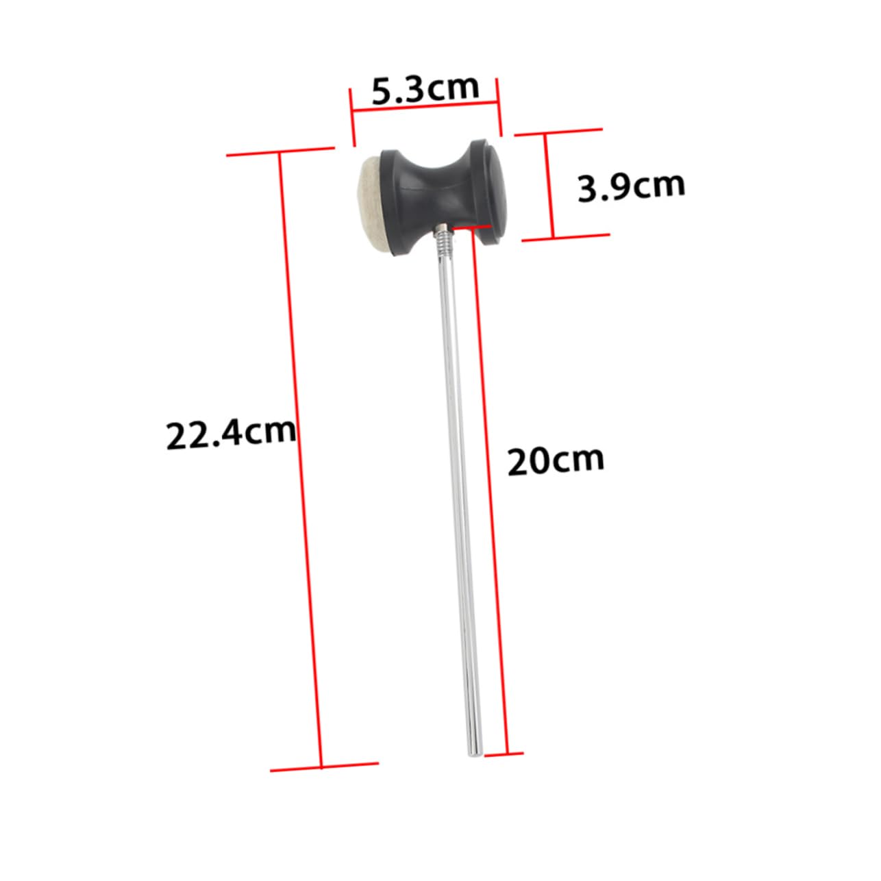 FUNOMOCYA Stainless Steel Felt Bass Drum Pedal Beater Lightweight Percussion Accessory for Kick Drum Pedals Replacement for Old Drum Beaters Offers Traditional