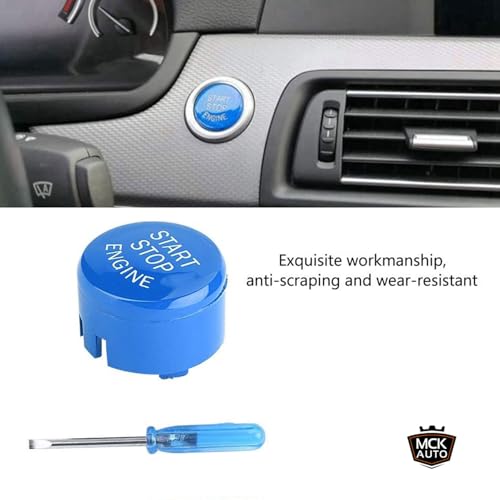 MCK Auto Startknopfabdeckung ABS Automotor Start-Stopp-Schalterknopf mit Schraubendreher & Ton F20 F21 F22 F23 F30 F31 F32 F33 F10 F11 G30 F12 F13 F01 F02 (Blau)