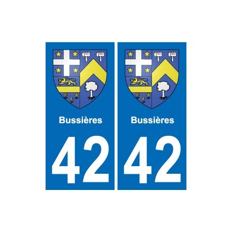 42 Bussières blason ville autocollant plaque stickers - Angles : droits