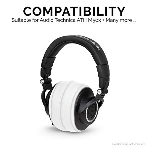 Image of Brainwavz Replacement Earpads for ATH M50X, M50BT, Steelseries Arctis, Pro Wireless & Stealth 600, HyperX Cloud, AKG, SHURE, Philips & Many More Headphones, Memory Foam Ear Pad Cushions, White Oval