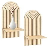 Wandregal Holz, 2 Stück Wanddeko Wohnzimmer, Böhmische Wanddeko Holzregal, mit schwebenden Regalen, Aesthetic Holzregal Wand Deko, für Wohnzimmer, Schlafzimmer, Kinderzimmer, Flur